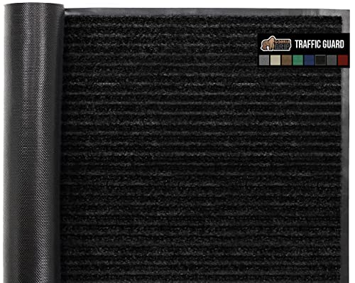 Gorilla Grip Waterproof Heavy Duty Traffic Guard Doormat, Stain and Fade Resistant, Durable Rubber, Low Profile Door Mat, Shoe Scraper, Welcome Mats for Entry, 47x35, Jet Black