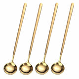 4 PCS 6.7 Inches Coffee Spoons, Stirring Spoons, Tea Spoons Long Handle, Teaspoons, Gold Spoons, Ice Tea Spoons, Long Spoons for Stirring, Espresso Spoons Stainless Steel