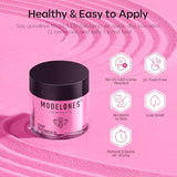 Modelones Dip Powder Nail Kit, 4 Colors Valentine's Day Hot Pink Glitter Dipping Starter Set with Liquid and Complete Accessories for French Nails Art Salon DIY at Home Manicure