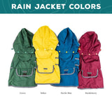 Wilderdog Dog Jacket Waterproof Raincoat with Breathable Interior, Removable Hood, Torso Strap, Secure Closures, Back Pocket and Two Hanging Loops, Foldable into Back Pocket