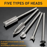 Wood Carving Drill Bits Set Compatible with Dremel Rotary Tool 5 Different Engraving Drill Accessories Bit Wood Grinding Woodworking Tool with 3mm Shank for DIY Carving Drilling Micro Sculpture
