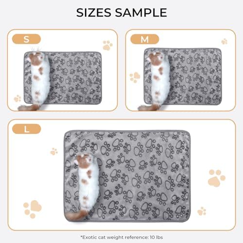 Luciphia 1 Pack 6 Dog Blankets Cat Soft Fluffy Fleece Pet Blanket Warm Cute Print Design Puppy Kitten Doggy Paw Grey Large(41"x31")