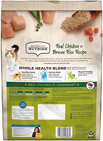 Rachael Ray Nutrish Premium Natural Dry Cat Food, Real Chicken & Brown Rice Recipe, 6 Pounds (Packaging May Vary)