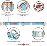 Lionet Paws Boy Dog Collar with Bowtie, Comfortable Adjustable Cute Blue Plaid Bow Tie Collar for Male Puppies and Cats Gift, XS, Neck 8-12 inches