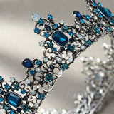 SWEETV Queen Crown for Women - Baroque Wedding Tiaras and Crowns, Jeweled Costume Tiara Princess Crown, Prom Birthday Party Halloween Hair Accessories,Blue
