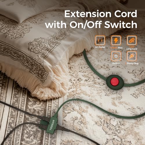 Foot Pedal Switch, TESSAN Extension Cord with ON/Off Switch, 3 Outlet,10FT, Push Button Extension Cord 1250W, Suitable for Lamps Appliances and Lighting Accessories, Christmas Tree Floor Lamp