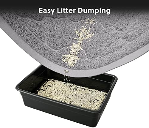 WePet Cat Litter Box Mat, Kitty Premium PVC Pad, Durable Trapping Rug, Phthalate Free, Urine-Resistant, Scatter Control, L 35 x 23 Inch, Cadet Grey