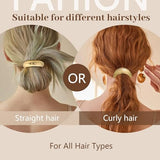 3PCS Gold Hair Ties, Metal Hair Ties for Thick Hair, Elegant Durable Geometric Design, Gold Hair Accessories Stretchy and Non-Damage Ponytail Holders, 3 Styles in Box Holiday Gifts