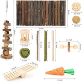 Hamster Cage Accessories, 12 Different Chew Toys for Guinea Pig, Chinchillas, Gerbils, Mice, Rats, Mouse, Rabbit, Bunny Hideout Seesaw, Natural Molar Tools