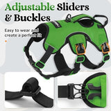 rabbitgoo Escape Proof Dog Harness, Soft Padded Full Body Pet Harness, Reflective Adjustable No Pull Vest with Lift Handle and Lesh Clip for Large Dogs Walking Hiking Training, M, Green