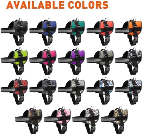 Dogline Dog Harness, Reflective No-Pull Adjustable Vest with Handle, Breathable No-Choke Harness for Small, Medium or Large Dogs Room for Patches Girth 15 to 18 in Lime Green