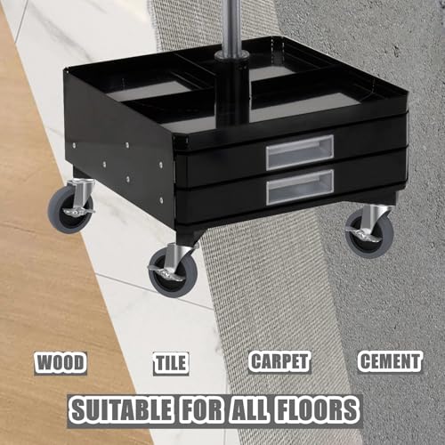 3-Inch Swivel Stem Caster for Rubbermaid Mop Bucket Utility Cart, 7/16-Inch Stem Diameter Rubber Wheel Set of 4 with Side Brake, Heavy Duty TPR Weber Grills Shop Vac Replacement Wheels