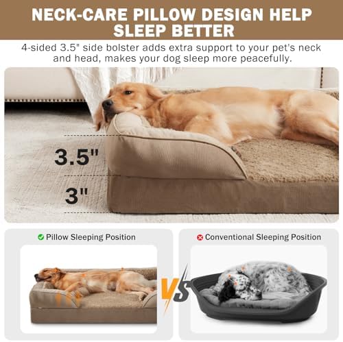 INVENHO Orthopedic Dog Bed for Extra Large Dogs, XXL Waterproof Dog Sofa Beds, Egg-Crate Foam Dog Couch Bed with Washable Removable Cover, Waterproof Lining and Nonskid Bottom