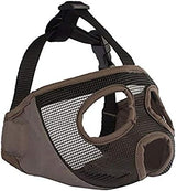 Short Snout Dog Muzzle- Adjustable Breathable Mesh Bulldog Muzzle for Biting Chewing Licking Grooming Dog Mask,Grey(Eyehole) S