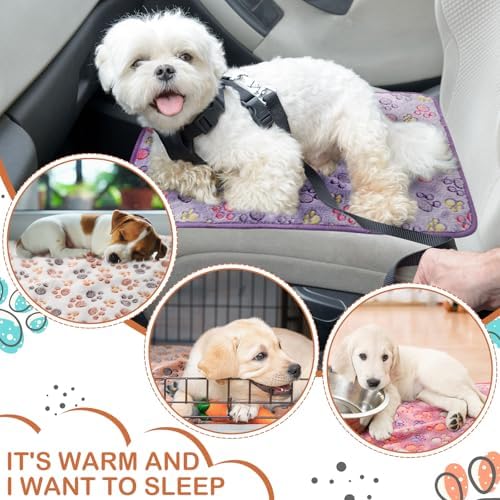 4 Pcs Waterproof Guinea Pig Blankets Washable Small Animal Fleece Bedding Absorbent Guinea Pig Cage Liners Reusable Pet Pee Pad Sleep Mat Pad Cover for Hamster Ferret (Paw Print, 28 x 41 Inch)
