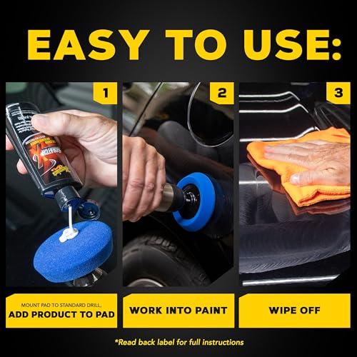 Meguiar's Quik Scratch Eraser Kit, Car Scratch Remover That Removes Blemishes, Includes Meguiar's ScratchX, Drill-Mounted Pad, Microfiber Towel - 3 Count (1 Pack)
