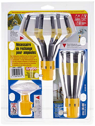 Bayco LBC-600C Deluxe Light Bulb Changer Kit, White, Incandescent, 16W, ‎3 Piece Set, Yellow