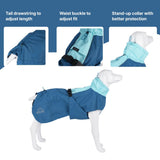 Vilichi Dog Raincoat, Waterproof Jacket, Windproof & Lightweight Outdoor Rain Coat, Body Coverage Poncho,with Storage Bag, Blue, for Medium Breed (Large)
