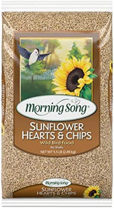 Morning Song Sunflower Hearts & Chips Wild Bird Food, No Mess Sunflower Seeds for Birds, 5.5-Pound Bag