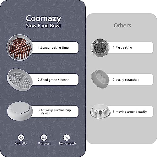 Coomazy Large Silicone Slow Feeder Dog Bowls, Interactive Puzzle Toy for Pets Food Training, Keeps Dogs Busy, Prevents Puppy Overeating (Smoke Gray, Large: 3.2Cup)