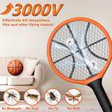 LUOJIBIE Electric Fly Swatter, Bug Zapper Racket Rechargeable Mosquito Zapper Handheld Fly Zapper with Hanging Ring for Home Indoor Outdoor, Large Size-2 Pack