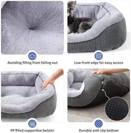 INVENHO Small Dog Bed for Small Dogs, Cat Beds for Indoor Cats Washable, Orthopedic Dog Bed, Warming Soft Calming Sleeping Puppy Bed Durable Pet Bed with Anti-Slip Bottom S(20"x19"x6")