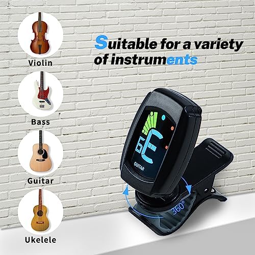 Guitar Accessories Kit 18PCS with Guitar Capo,Guitar Tuner,Guitar Picks,Clip-On Tuner for Guitar, Bass,ukulele & Violin
