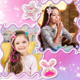 12 Pieces Hair Clips for Girls, Bow Curly Pink Gradient Hair Extensions for Kids, Little Girl Hair Clips Accessories for Ponytails Princess Dress Up