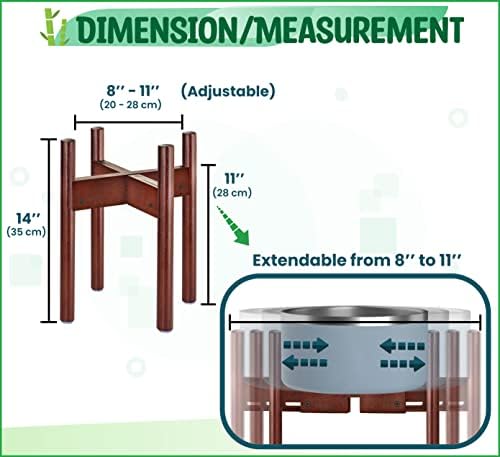 Dog Water Bowl Stand [14-in high] - Adjustable Holder for Water Fountain Dish and Feeder Bowls - Ideal for Large Breeds with 21-inch Wither Heights or Taller - Dark Wood Stand Only