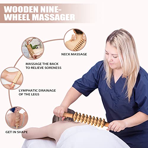 Professional Wood Therapy Massage Tools 3-in-1 Maderoterapia Kit Wooden Massager,For Body Shaping / Contouring / Cellulite Reduction / Muscle Pain Relief Wooden Tools ,Lymphatic Drainage Massager