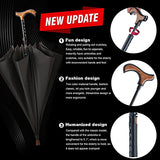 Wrzbest Stick Umbrella 2-in-1,Self Defense Cane Umbrella Man, Auto Open Long Handle, Large Detachable sturdy Walking Stick Umbrella Man Crutch Umbrella for Father's Day,elderly Men(Upgrade:black)