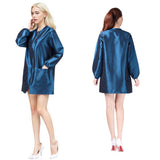 Dog Grooming Smock Water-Repellent Hair-Repellent with Long Sleeves Large Pockets Anti-Static Fabric (Blue, L)
