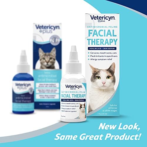 Vetericyn Plus Feline Facial Therapy | Healing Aid and Skin Repair for Different Cat First Aid Needs, Including Cat Acne, Cat Ear and Eye Problems. 2 Ounces