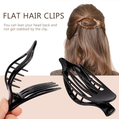 Flat Hair Clips for Women Lay Flat Hair Claw Clips for Thin Thick Hair 3Pcs French Concord Hair Clips Large Hair Clips Neutral Jaw Clips Hair Clamps Hair Accessories White Brown Black