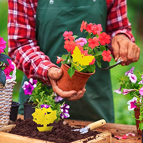 50 Pack Yellow Sticky Traps, 2 Patterns Fruit Fly Fungus Gnat Trap for Indoor/Outdoor Use, Houseplant Sticky Bug Insect Catcher Glue Trappers