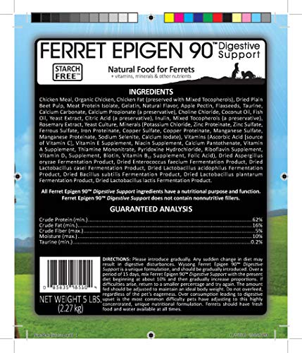 Wysong Ferret Epigen 90 Digestive Support - Dry Ferret Food - 5 Pound Bag(Pack of 1)