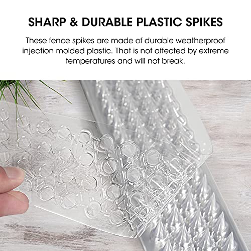 Touri 24 Pack Clear Transparent PVC Bird Spikes Deterrent Strips for Outside to Keep Birds, Pigeons, Cats, Squirrels, Raccoons Away