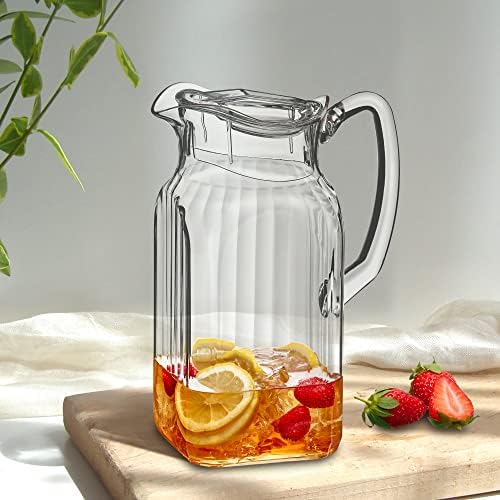 Amazing Abby - Quadly Bandly - Plastic Pitcher (64 oz, 2 Quart), Clear Water Pitcher with Lid, Fridge Jug, BPA-Free, Shatter-Proof, Great for Iced Tea, Sangria, Lemonade, Juice, Milk, and More