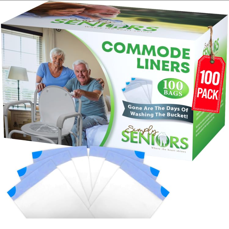 Commode Liners - 100 Strong Portable Toilet Bags - Easy To Use Bedside Commode Liners Disposable - Toilet Liners That Support Dignity of Seniors & Disabled - No More Buckets to Wash - NO Absorbent Pad