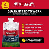 Catchmaster Pro Series Fly Bag 4-Pack, Hanging Fly Trap Outdoor Home, Bug Catcher and Flying Insect Trap with Natural Attractant, Pet Safe Pest Control, XL Bag for Backyard, Pool, Patio & Camping