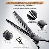 Gimars 7inch Professional 4CR Stainless Steel 6 in 1 Grooming Scissors for Dogs with Safety Round Tip, Heavy Duty Titanium Coated Pet Grooming Scissor for Dogs, Cats and Other Animals