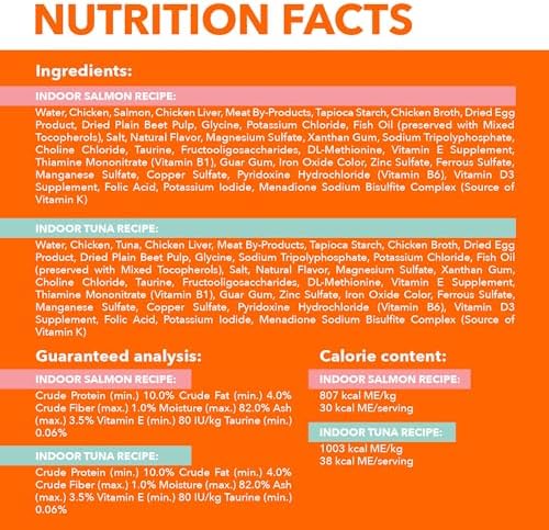 Iams Perfect Portions Indoor Adult Grain Free Wet Cat Food Pate Variety Pack, Salmon and Tuna Recipes, 2.6 oz. Easy Peel Twin-Pack Trays (12 Count, 24 Servings)
