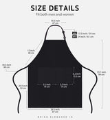2 Pack 100% Cotton Adjustable Bib Apron with 2 Pockets Cooking Kitchen Aprons for Women Men Chef, Black