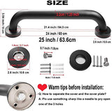 2 Pack 24 Inch Black Shower Grab Bars, ZUEXT Stainless Steel Bathroom Wall Grab Bar Handle, Shower Balance Bar, Safety Hand Rail Support,Handicap Elderly Senior Assist Bath Grab Handle(1.25" Diameter)