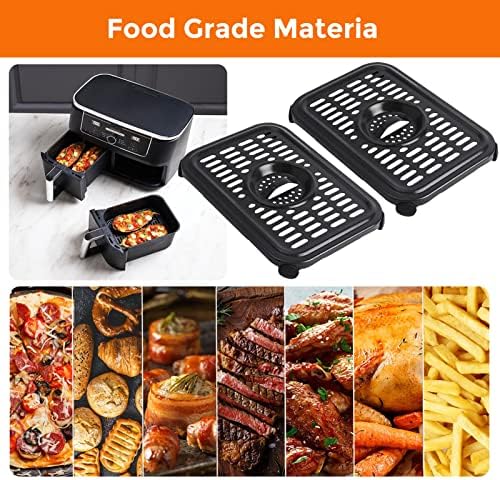 Air Fryer Replacement Parts for Ninja Foodi DualZone Air Fryers, 2 PCS Food Grade Air Fryer Accessories Grill Pan Plate Crisper Plate Rack Tray for Ninja DZ090 DZ201 DZ100 Air Fryer, Dishwasher Safe