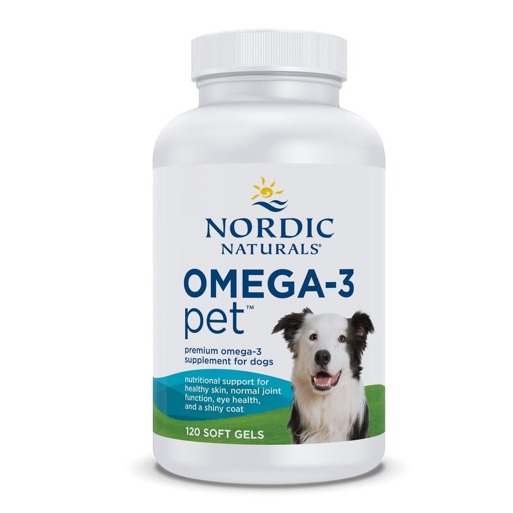 Nordic Naturals Omega-3 Pet, Unflavored - 120 Soft Gels - 330 mg Omega-3 Per Soft Gel - Fish Oil for Dogs with EPA & DHA - Promotes Heart, Skin, Coat, & Immune Health