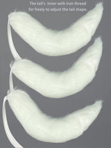 CoFoWo Handmade White Wolf Ears and Tail Set,Animal Tail and Ears set,Cosplay accessory, Halloween Christmas Fancy Party Furry Costume, Funny Gifts