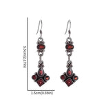 Retro Bohemian Red Zircon Drop Shape Tassel Earrings Women's Fashion Elegant Earring Accessories