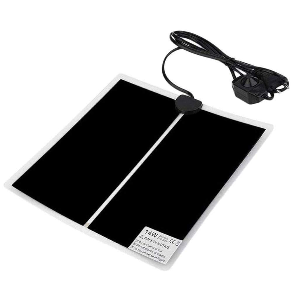 PeSandy Reptile Heating Pad with Temperature Adjustment, 110V Non-Adhesive Heat Mat for Reptiles Tortoise Snakes Lizard Gecko Hermit Crab Turtle Amphibians - 14W Terrarium Heat Pad