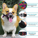 LUCKYPAW Dog Muzzle, Soft Muzzles for Small Medium Large Dogs, Breathable Mouth Cover to Stop Biting and Chewing with Pattern, Allows Panting and Drinking (L-(Snout 7"-9½"), Black Bone)